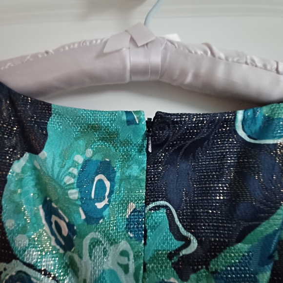 Tory Burch Black, Blue & Teal Sleeveless Silk Blend Fit & Flare Dress Si… - Picture 15 of 16